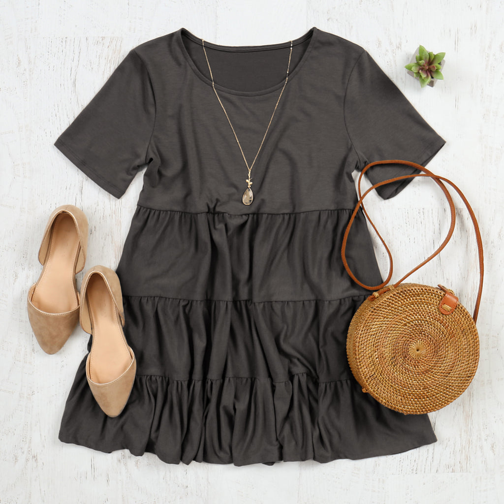 Short Sleeve Tiered Ruffle Tunic