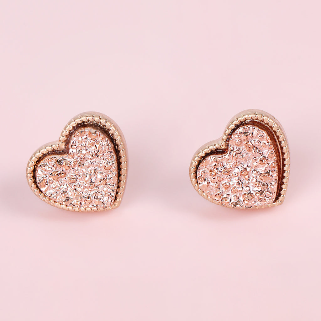 HEART SHAPE FAUX DRUZY POST EARRINGS