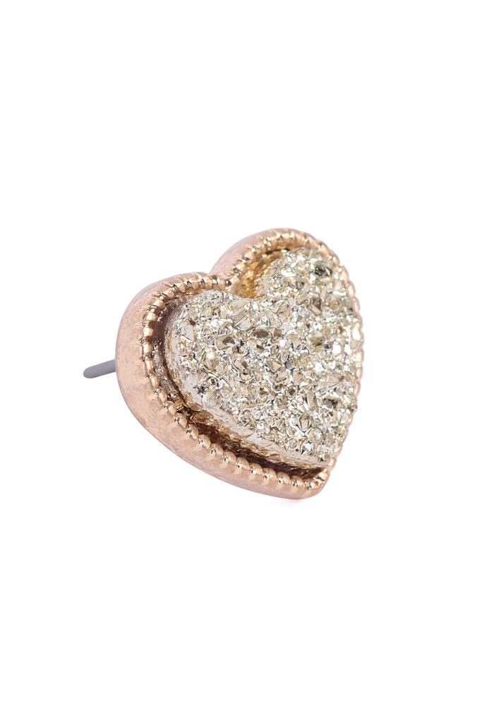 HEART SHAPE FAUX DRUZY POST EARRINGS