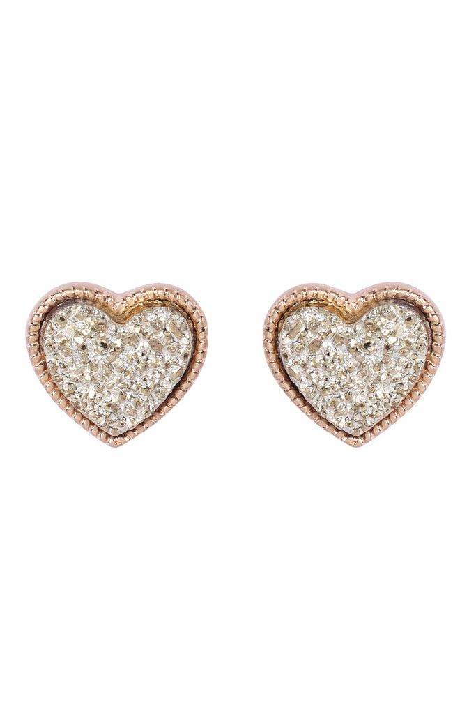 HEART SHAPE FAUX DRUZY POST EARRINGS