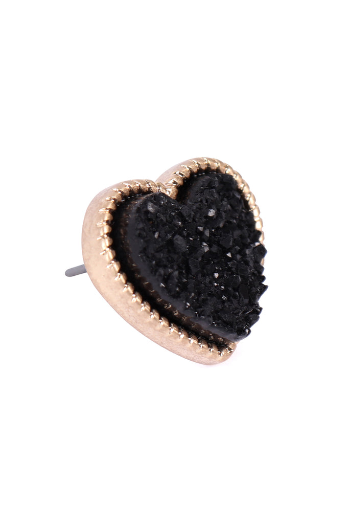 HEART SHAPE FAUX DRUZY POST EARRINGS