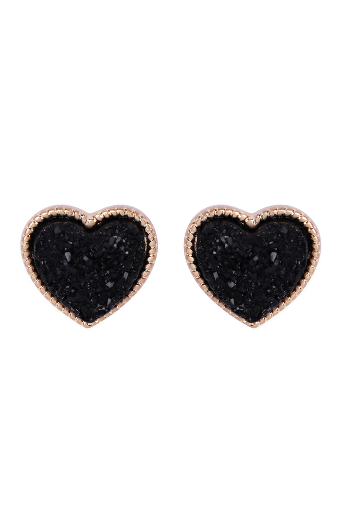 HEART SHAPE FAUX DRUZY POST EARRINGS