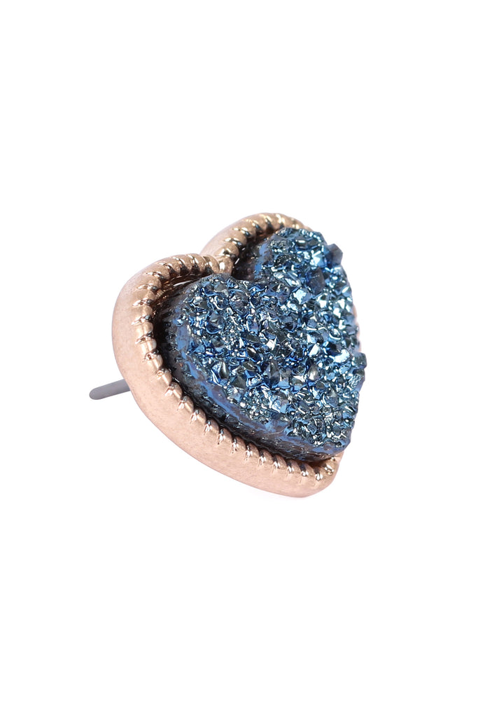 HEART SHAPE FAUX DRUZY POST EARRINGS