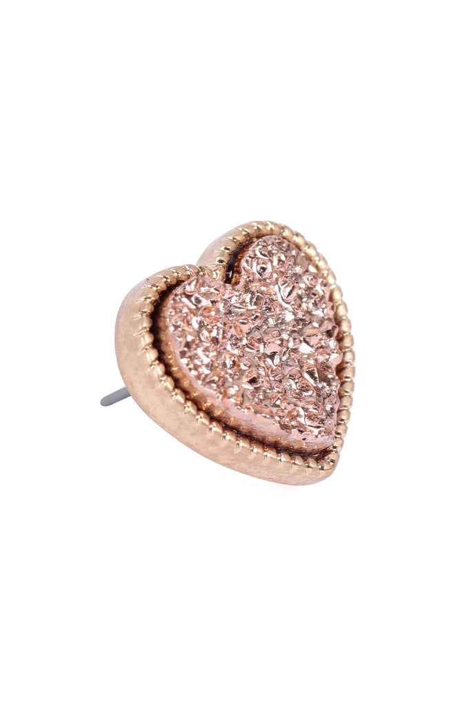 HEART SHAPE FAUX DRUZY POST EARRINGS