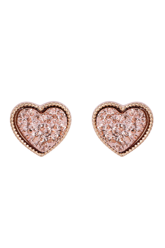 HEART SHAPE FAUX DRUZY POST EARRINGS