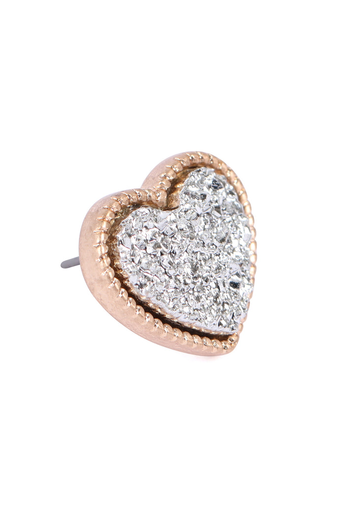 HEART SHAPE FAUX DRUZY POST EARRINGS