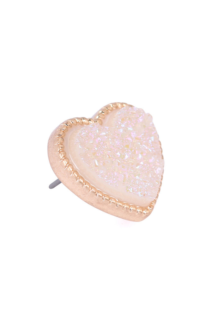 HEART SHAPE FAUX DRUZY POST EARRINGS