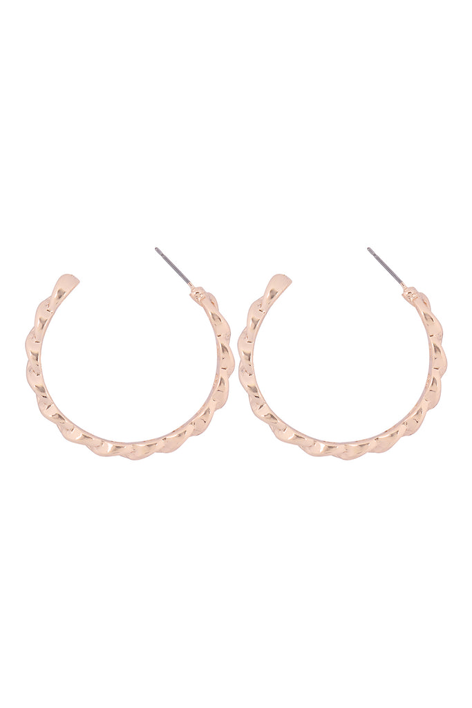 B5E2596-2 - HALF TWIST TEXTURE HOOP POST EARRINGS