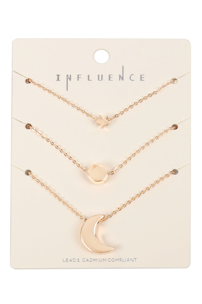 B5NS2189 - STAR MOON AND SUN 3 SET NECKLACE