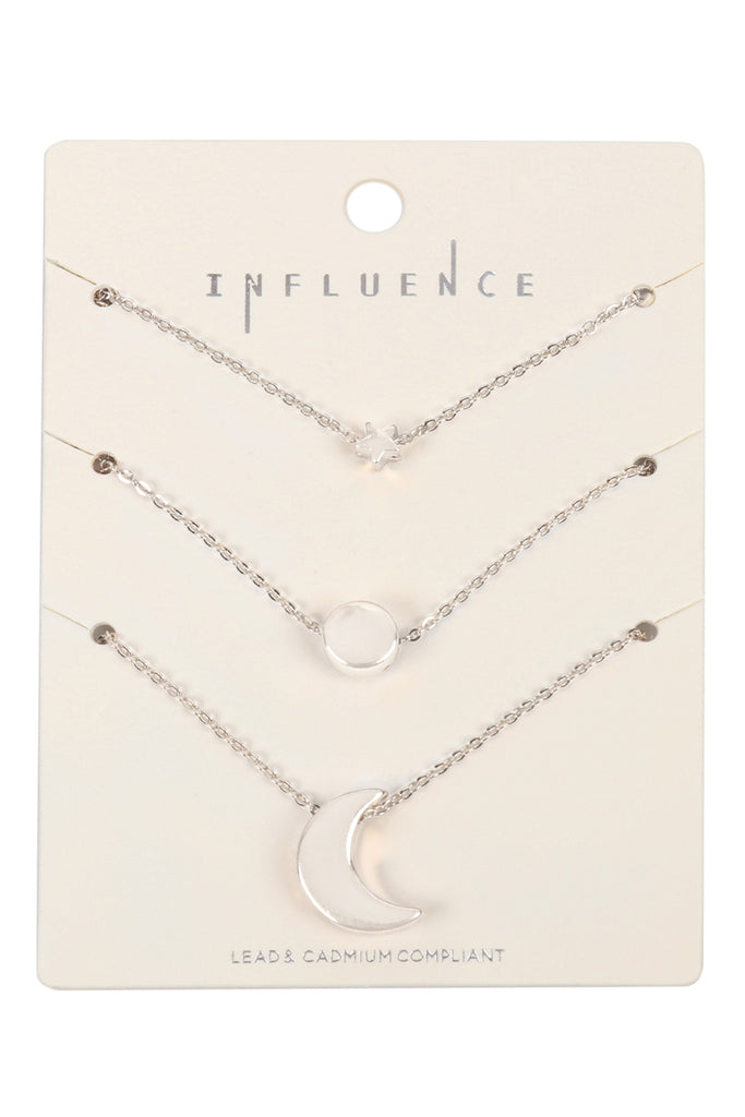 B5NS2189 - STAR MOON AND SUN 3 SET NECKLACE