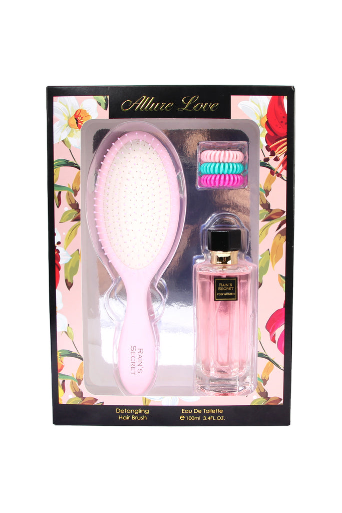 Rain's Secret Detangling Brush, Perfume and Hair Tie Gift Set
