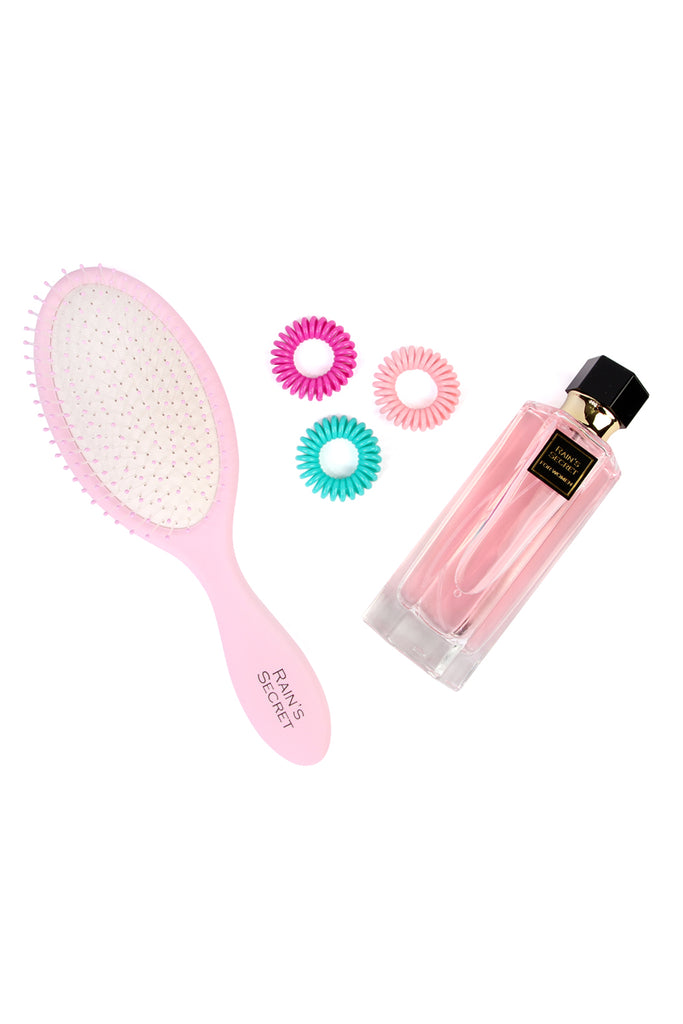 Rain's Secret Detangling Brush, Perfume and Hair Tie Gift Set