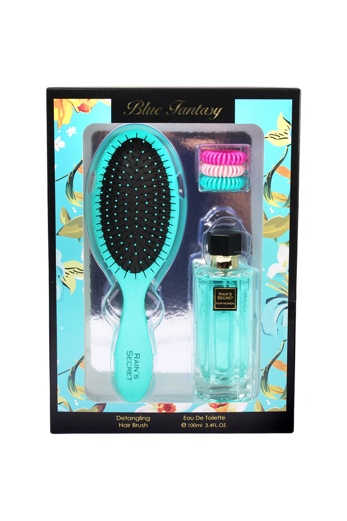 Rain's Secret Detangling Brush, Perfume and Hair Tie Gift Set