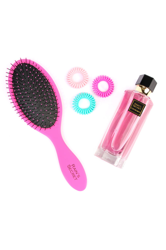 Rain's Secret Detangling Brush, Perfume and Hair Tie Gift Set