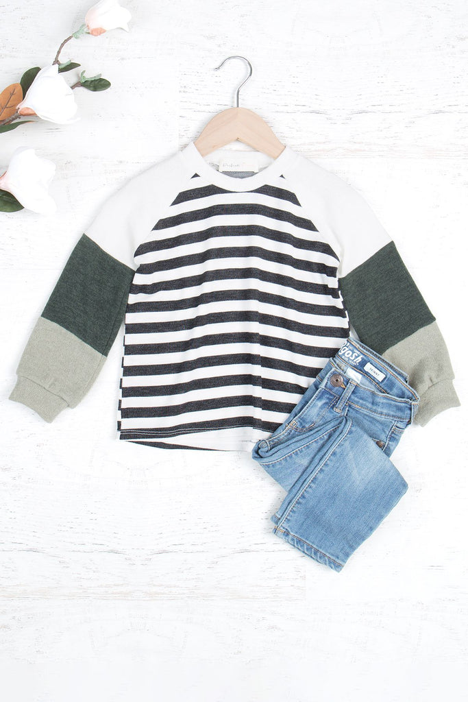 Kids Color Block Long Sleeves Stripes Top