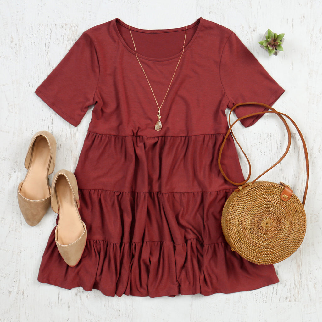 Short Sleeve Tiered Ruffle Tunic