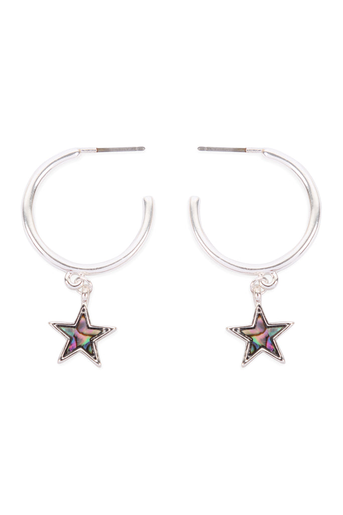 STAR LINK HOOP MOP EARRINGS