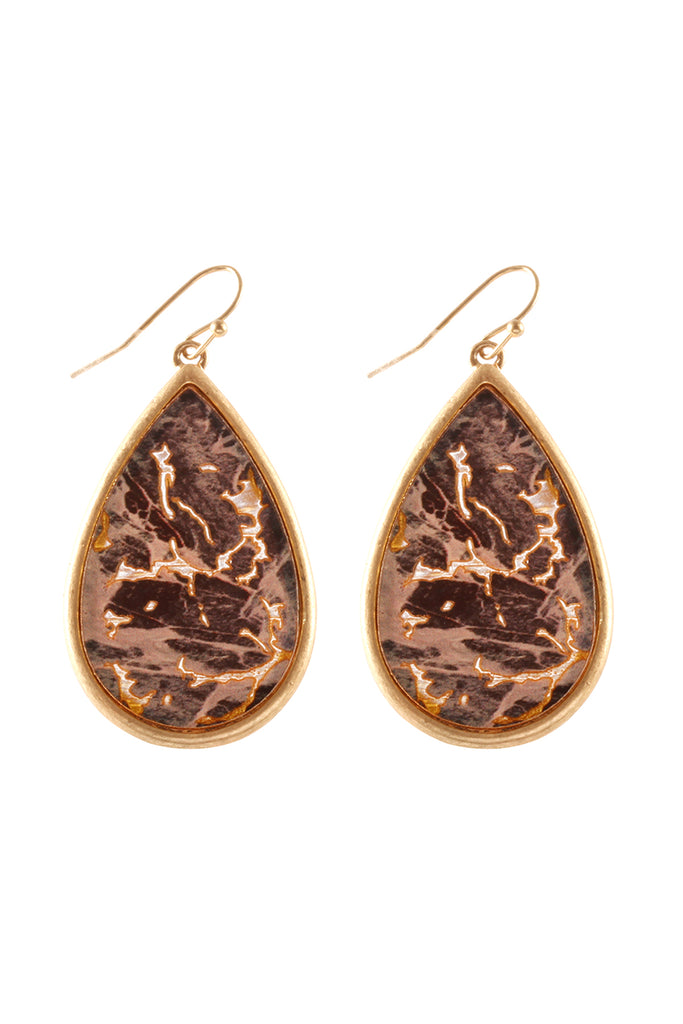 SEMIWOOD FLAKE HOOK TEARDROP EARRINGS