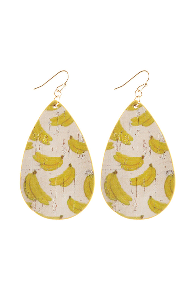 LEATHER FRUIT FISH HOOK TEAR DROP EARRING