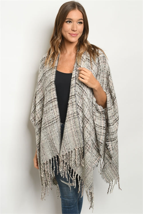 P4029 - GRAY IVORY SHAWL CAPE