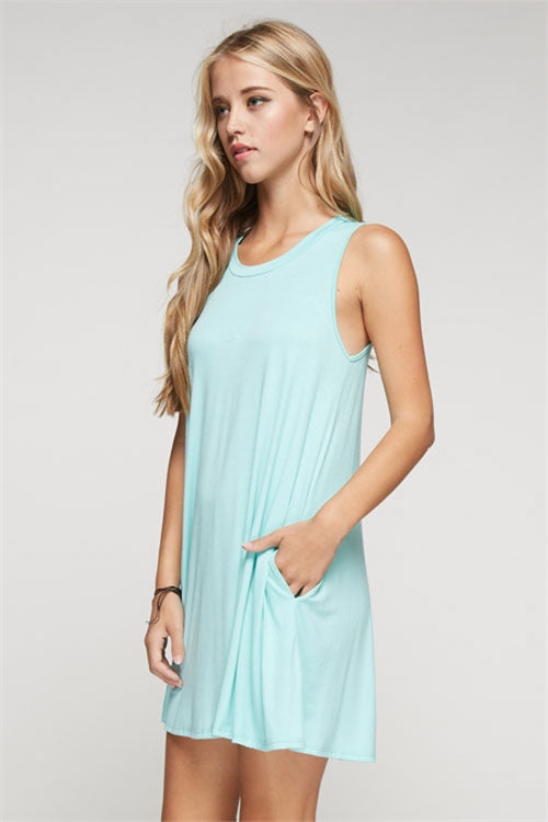 Round Neck Solid Tank Dress