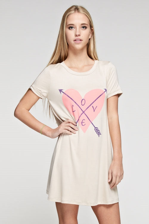 Love Heart Print Tunic Dress