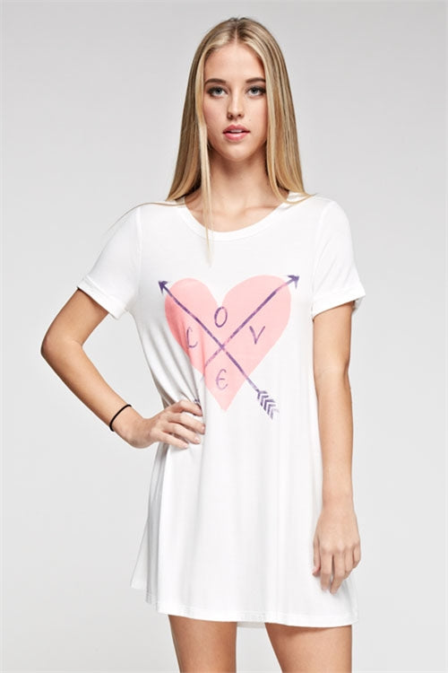 Love Heart Print Tunic Dress