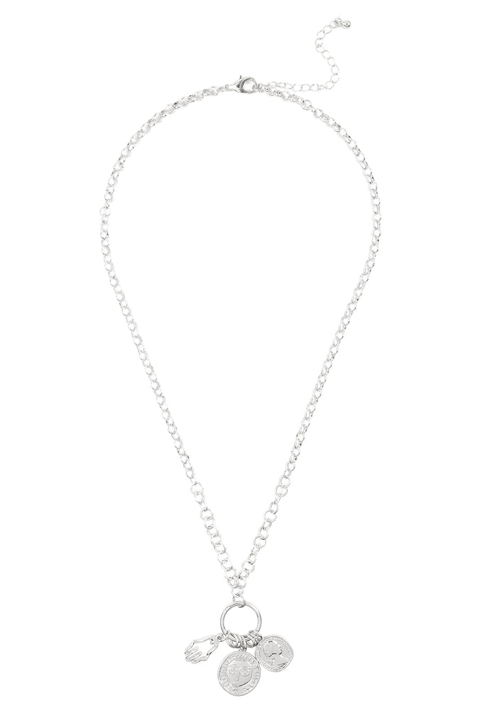 CLUSTER FACED PENDANT CHAIN NECKLACE