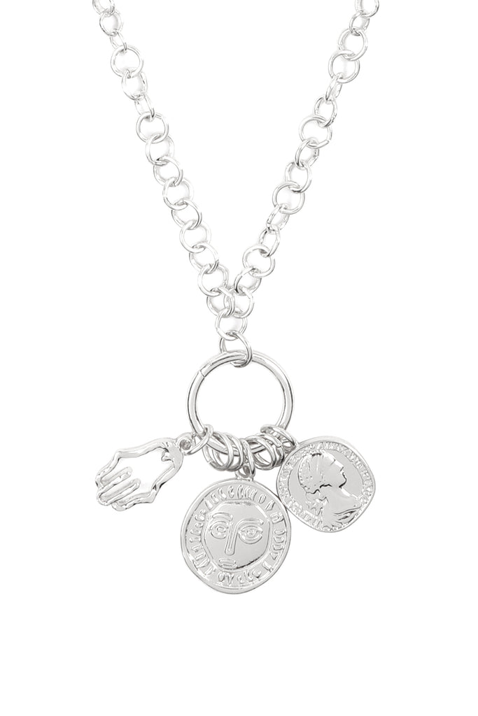 CLUSTER FACED PENDANT CHAIN NECKLACE