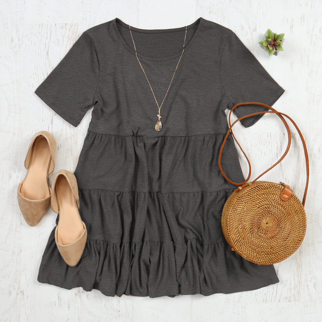 Short Sleeve Tiered Ruffle Tunic