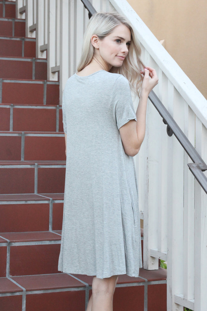 Short Sleeve Strappy Pocket Dress