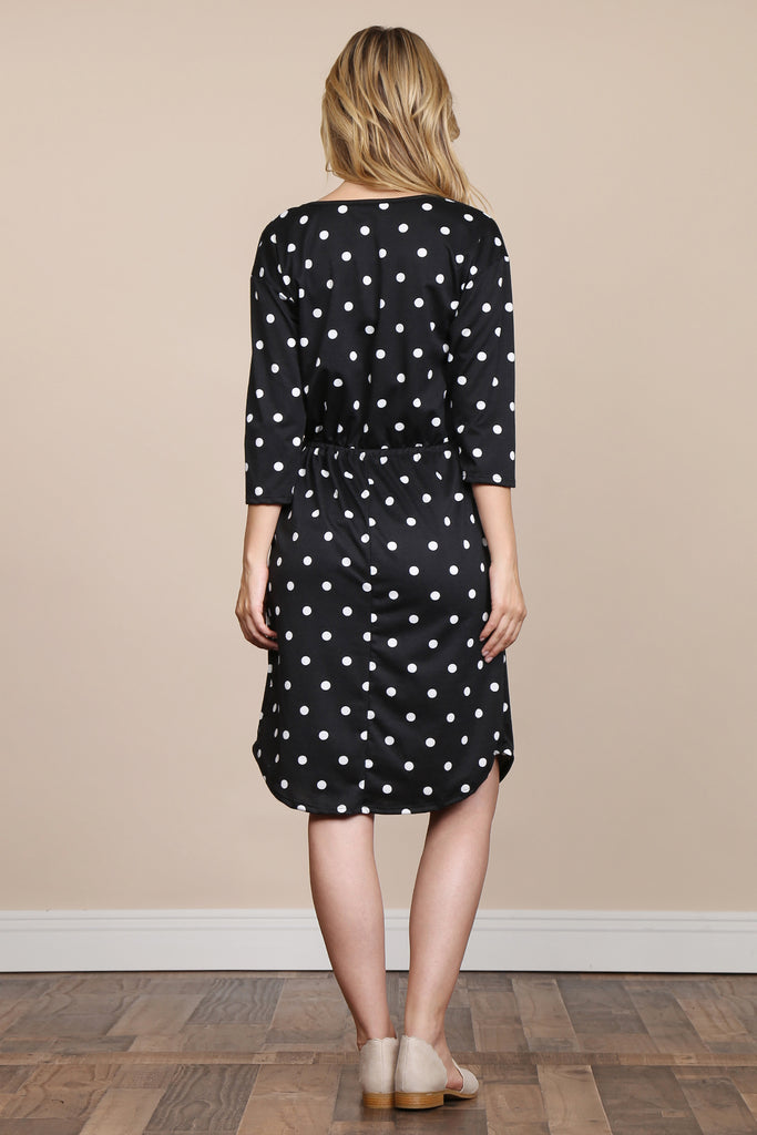 HDN2952French Terry Self-Tie Polka Dot Dress