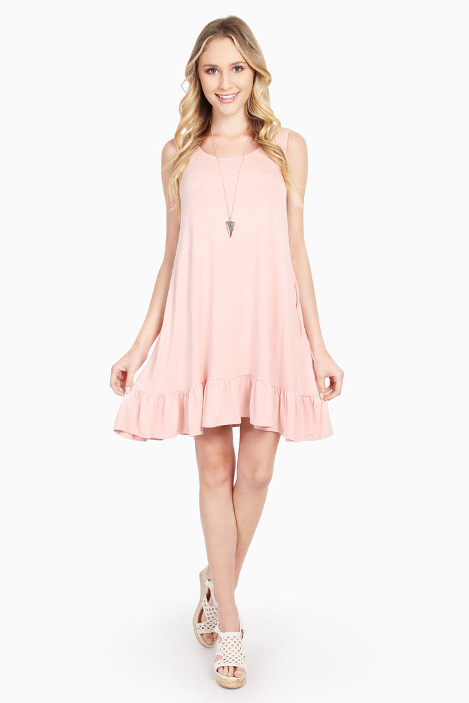 Ruffled Bottom Pocket Tunic Dress - Riah Fashion