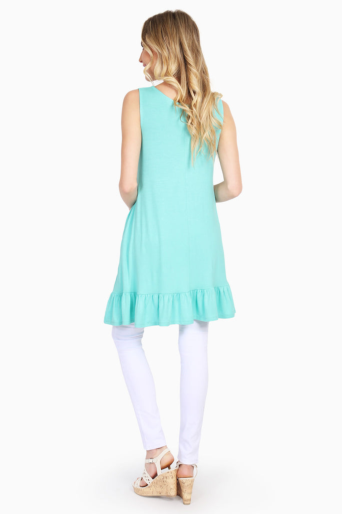 Ruffled Bottom Pocket Tunic Dress - Riah Fashion