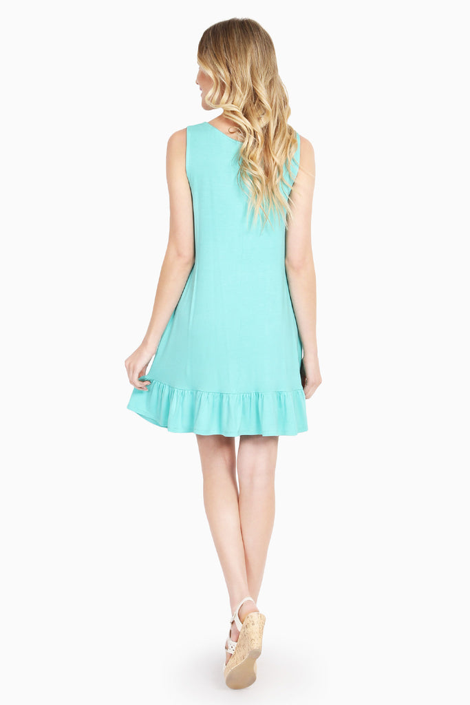 Ruffled Bottom Pocket Tunic Dress - Riah Fashion