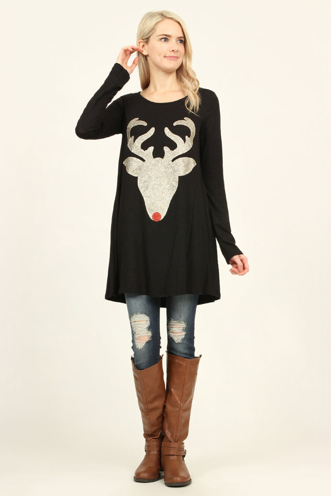 Reindeer Rudolph Glittered Tunic