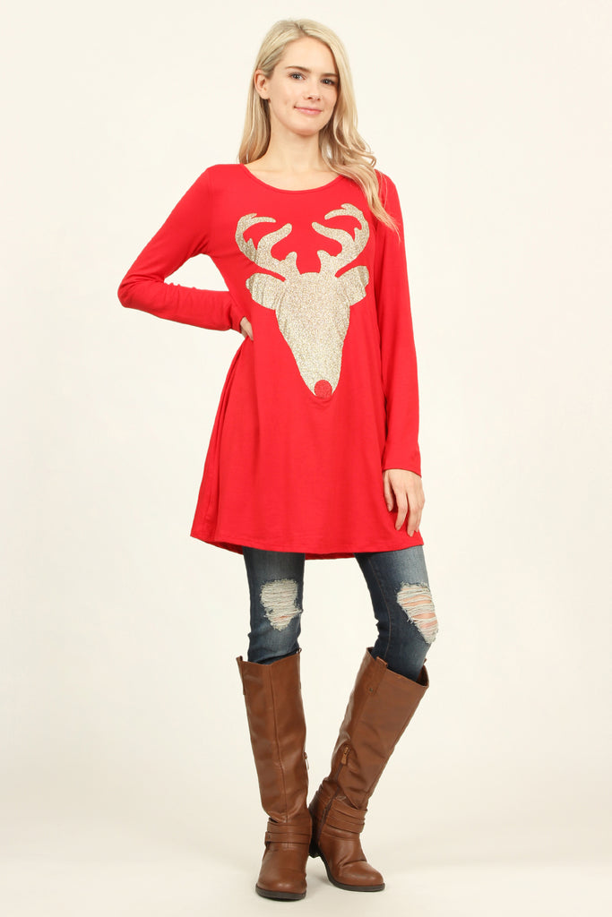 Reindeer Rudolph Glittered Tunic