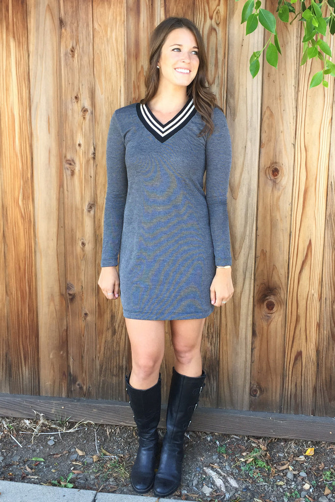 Varsity Heather Dress - Riah Fashion