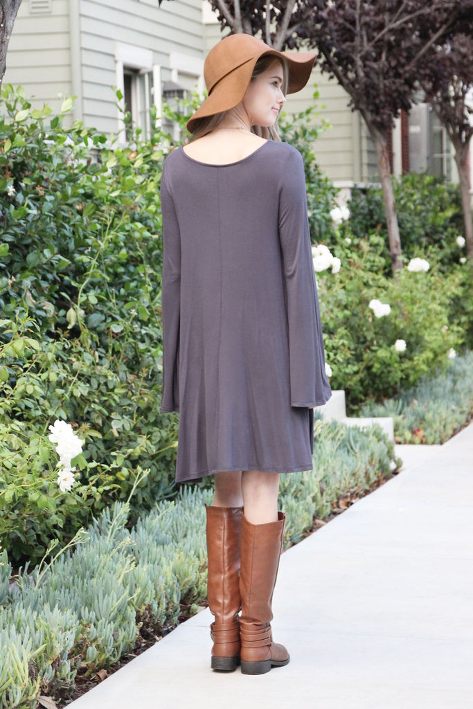 Knee Length Bell Sleeve Dress