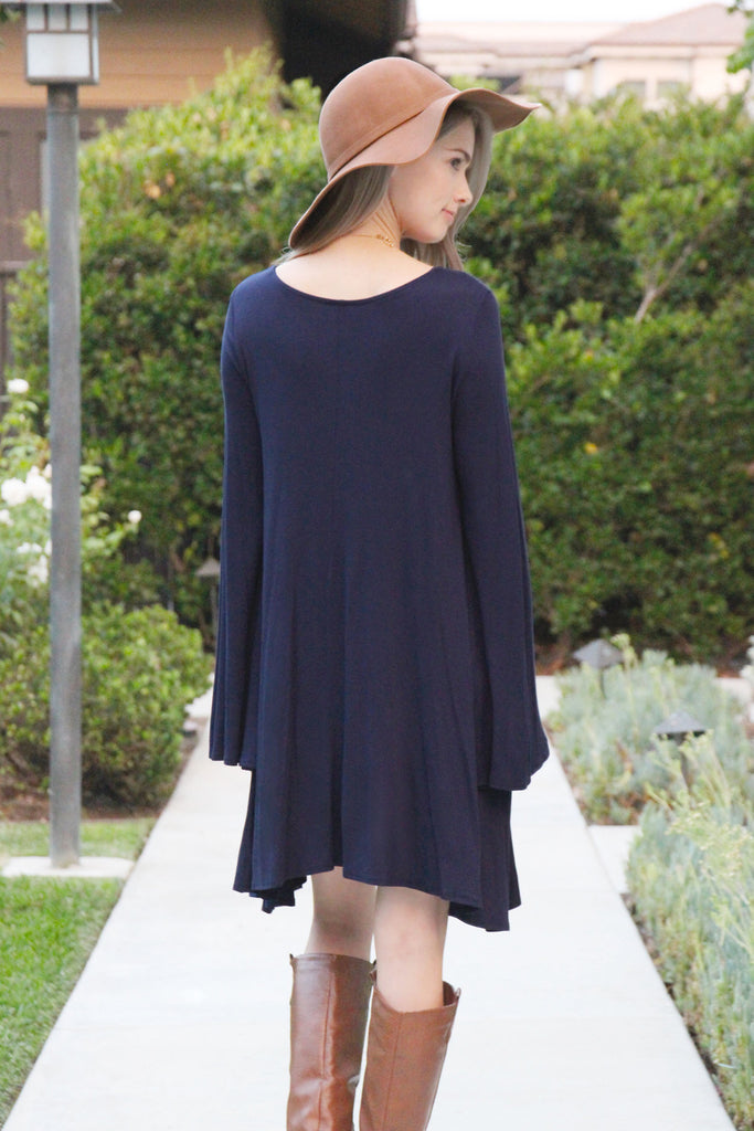 Knee Length Bell Sleeve Dress
