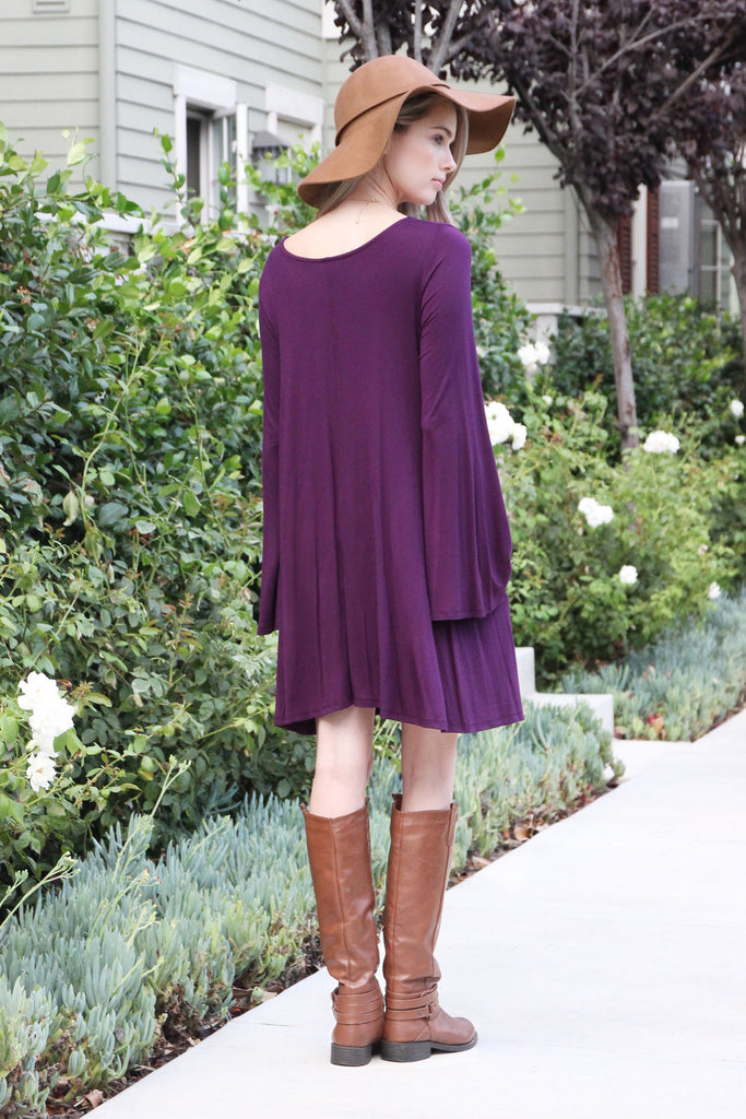 Knee Length Bell Sleeve Dress