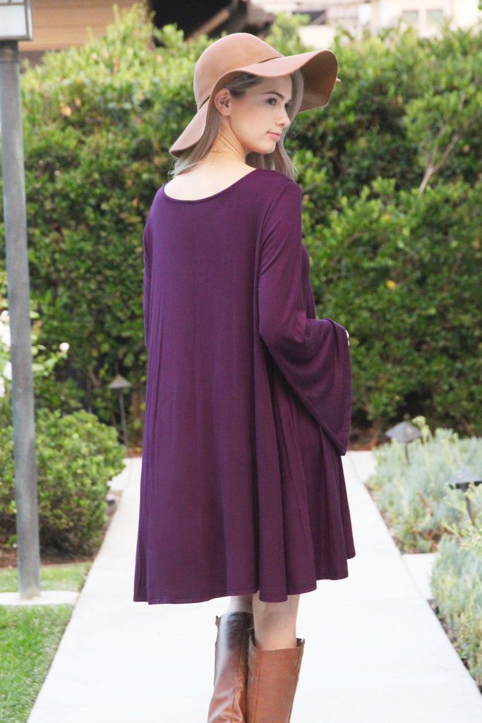 Knee Length Bell Sleeve Dress