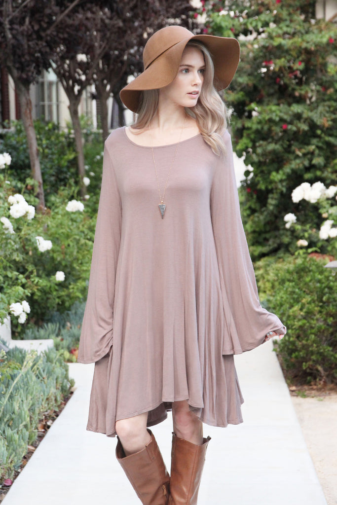 Knee Length Bell Sleeve Dress
