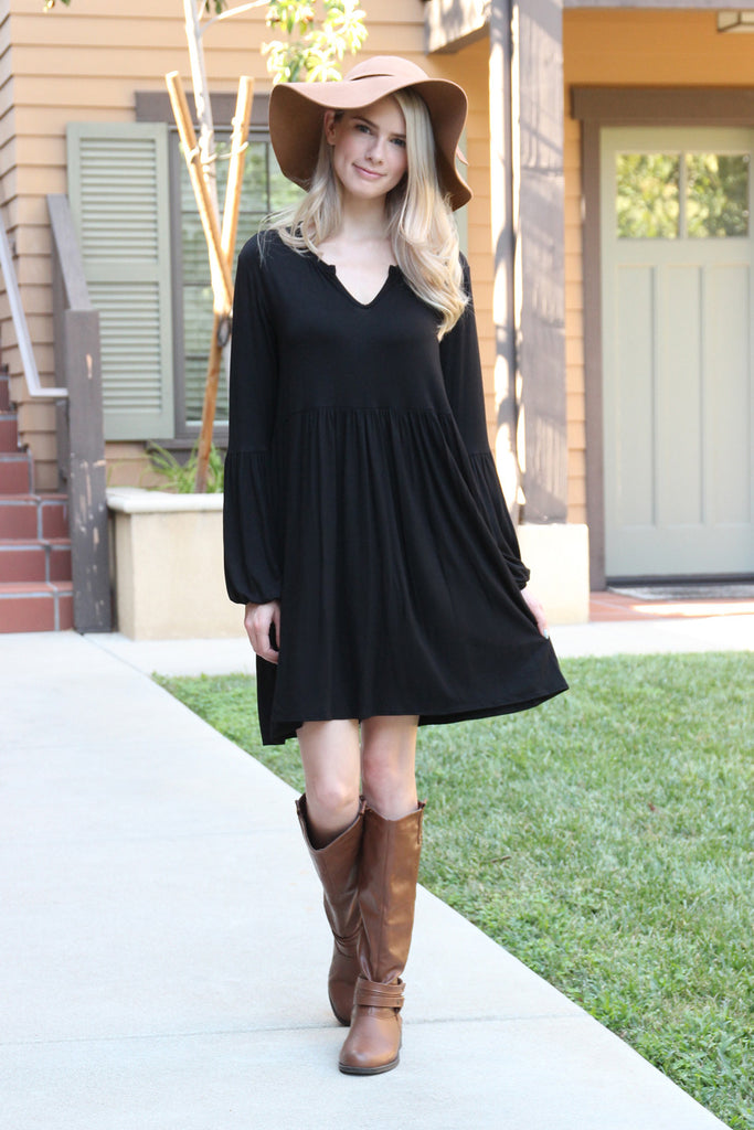 Long Sleeve V-neck Dress