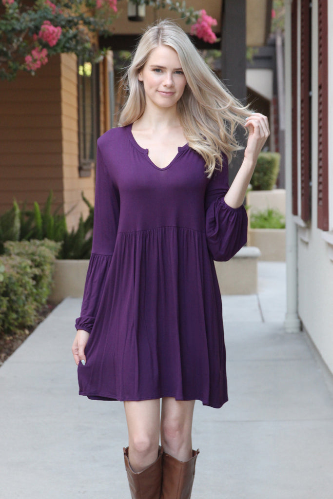 Long Sleeve V-neck Dress