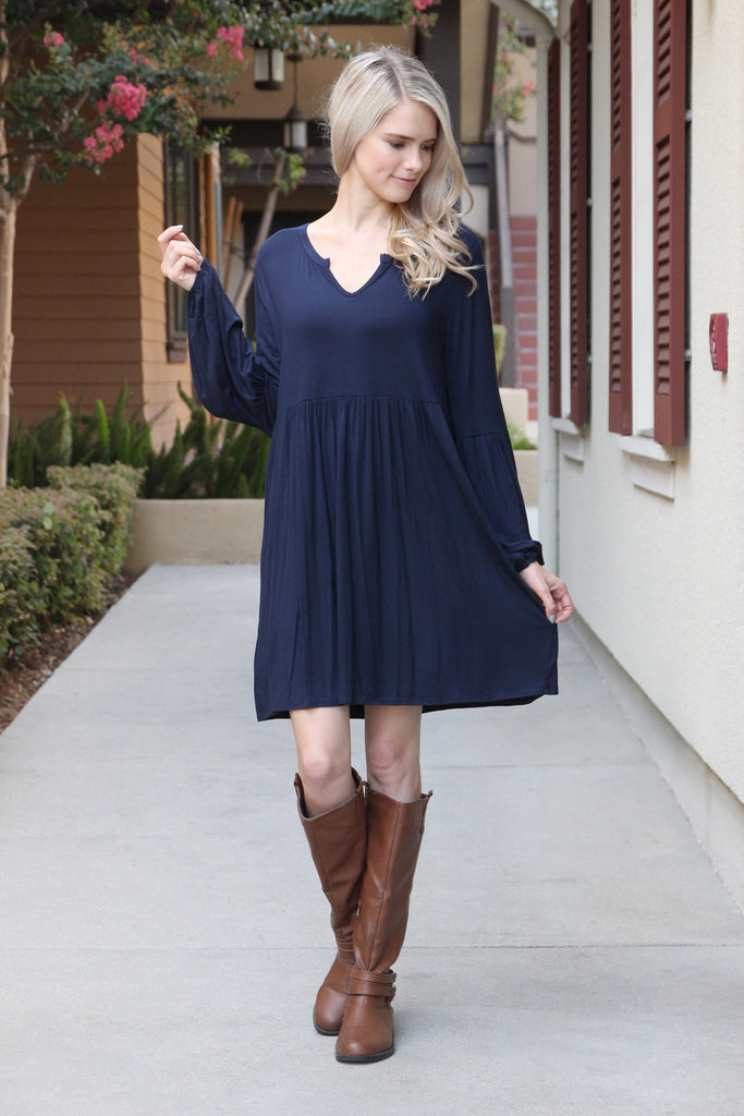 Long Sleeve V-neck Dress