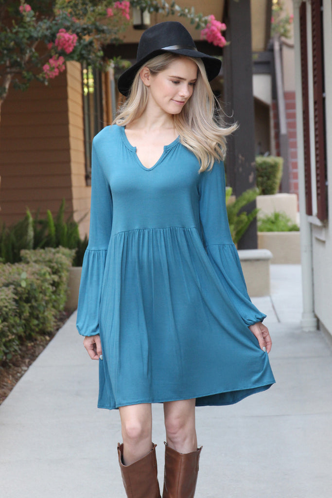Long Sleeve V-neck Dress