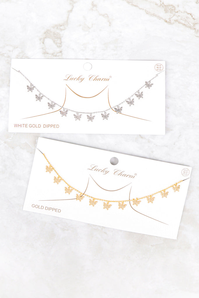 DN6142 - BUTTERFLY DAINTY STATIONARY NECKLACE