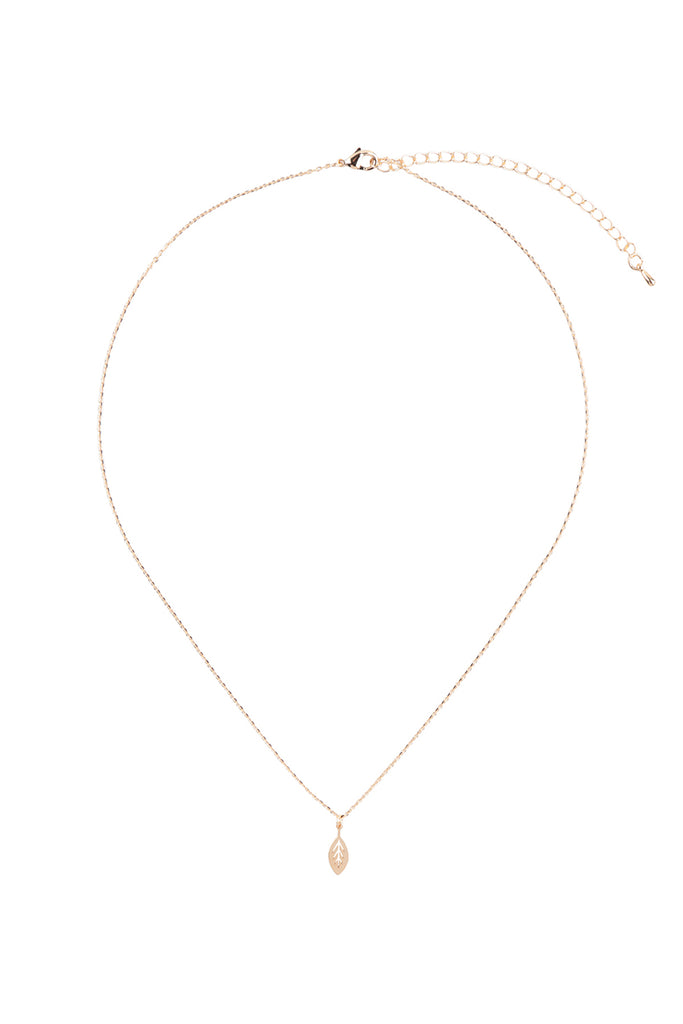 DNB354 - ORGANIC LEAF CAST PENDANT BRASS NECKLACE