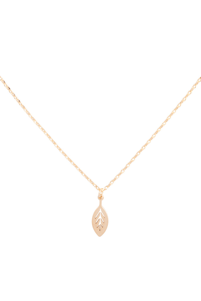 DNB354 - ORGANIC LEAF CAST PENDANT BRASS NECKLACE